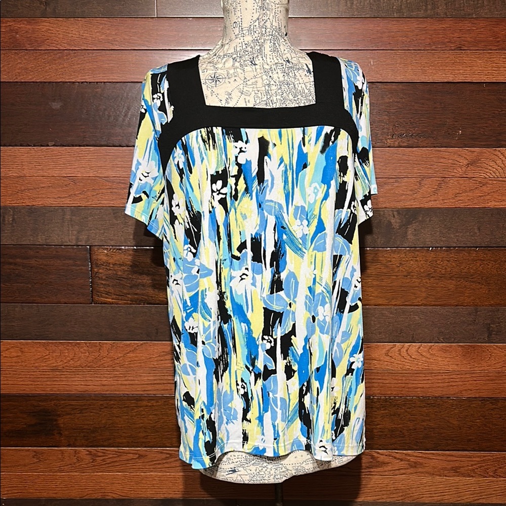 Studio 1940 Blue and Yellow Boxy Blouse